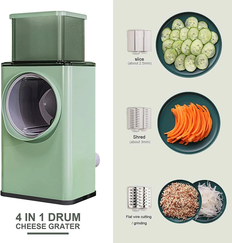 6-in-1 Hand Crank Vegetable Grater — Slicer, Shredder, Chopper