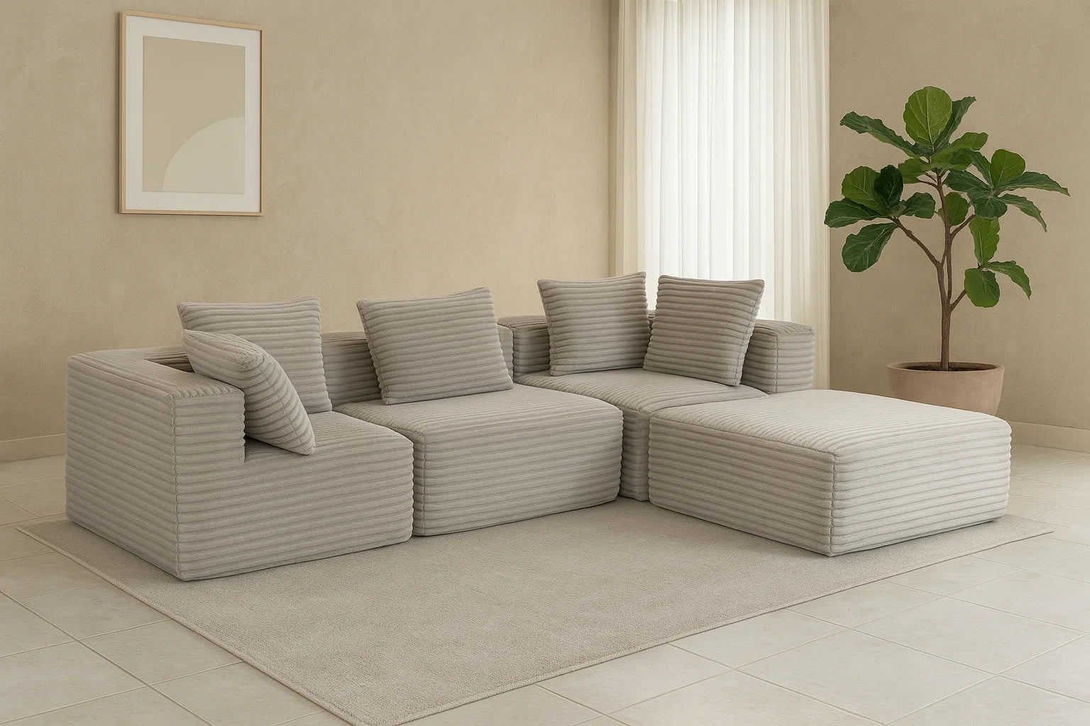 Sectional boneless Couch with L-Shape Chaise,Modern  Modular sleeper Sofa with Deep Seat, Upholstered Couches for Room