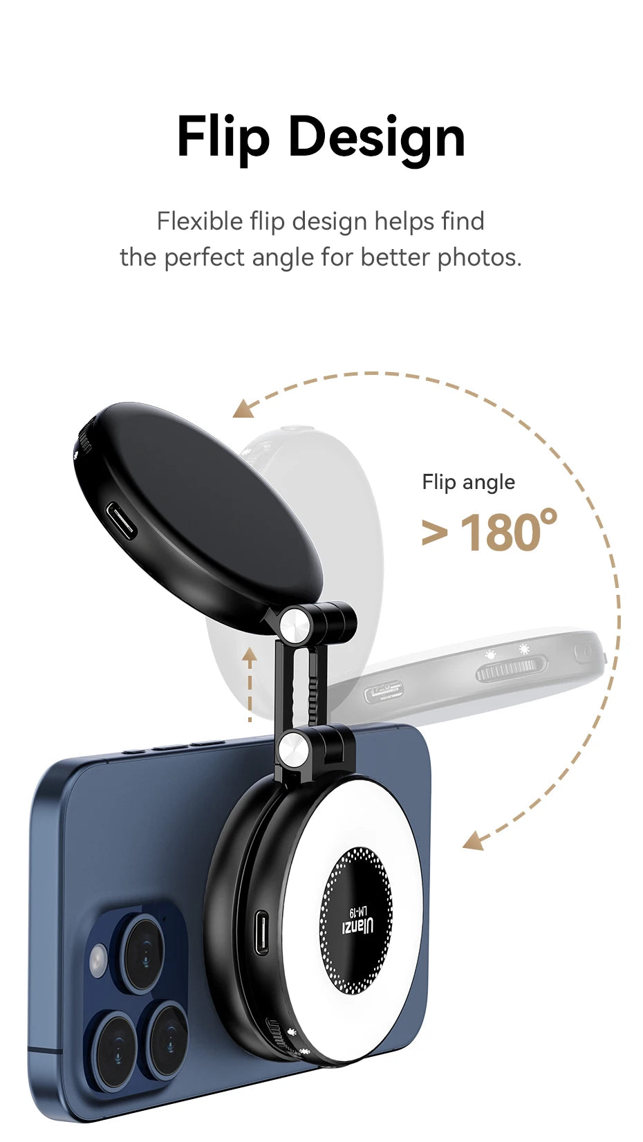 Ulanzi LM19 MagSafe Phone Fill Light — CRI 95+ Bi-Color for Vlogging