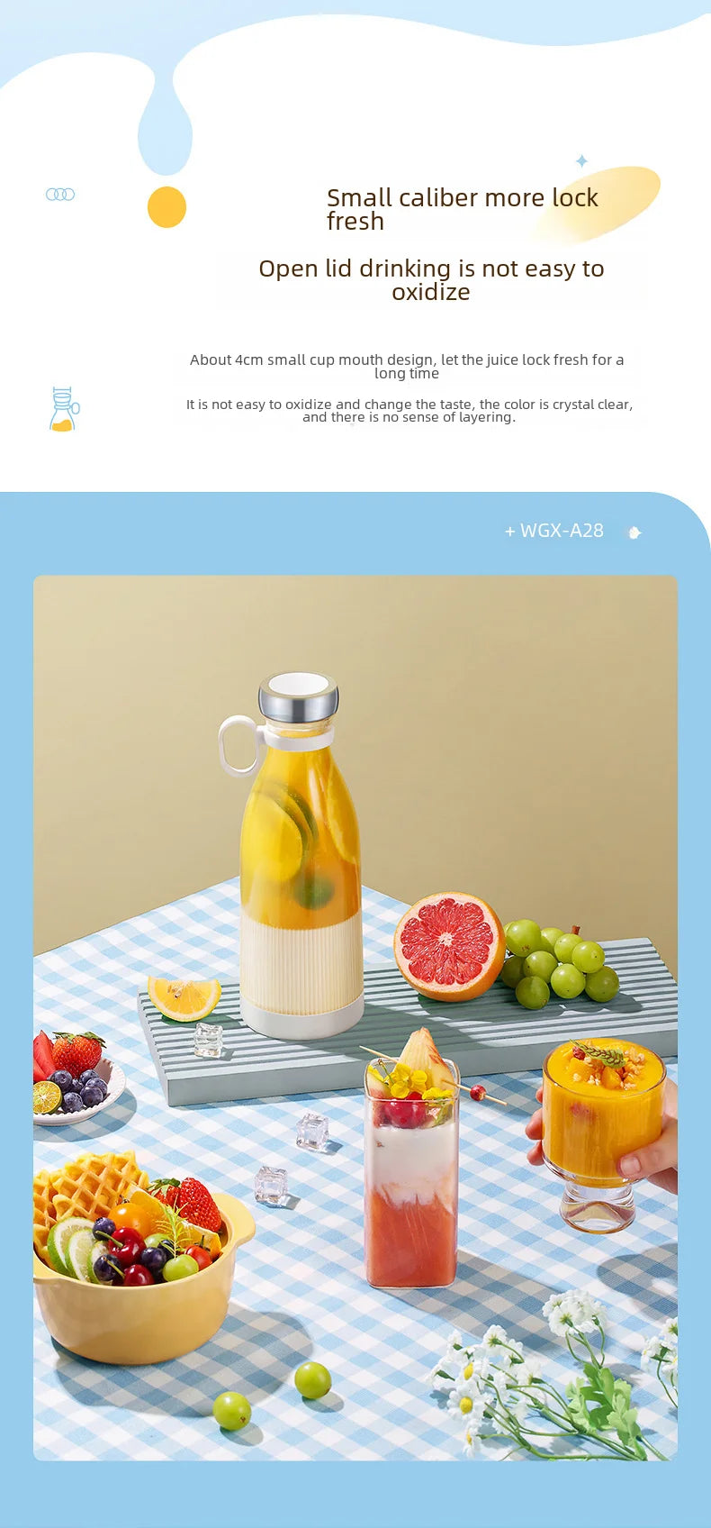 New Compact Mini Rechargeable Vibrating Fruit Juicer - Efficient and Convenient Small Capacity Juice Machine - Essential Portabl