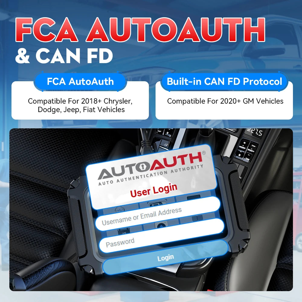 D6S OBD2 Scanner, Full-System Car Diagnostic Tool with 30 Resets, CAN FD, FCA AutoAuth, and Free Updates