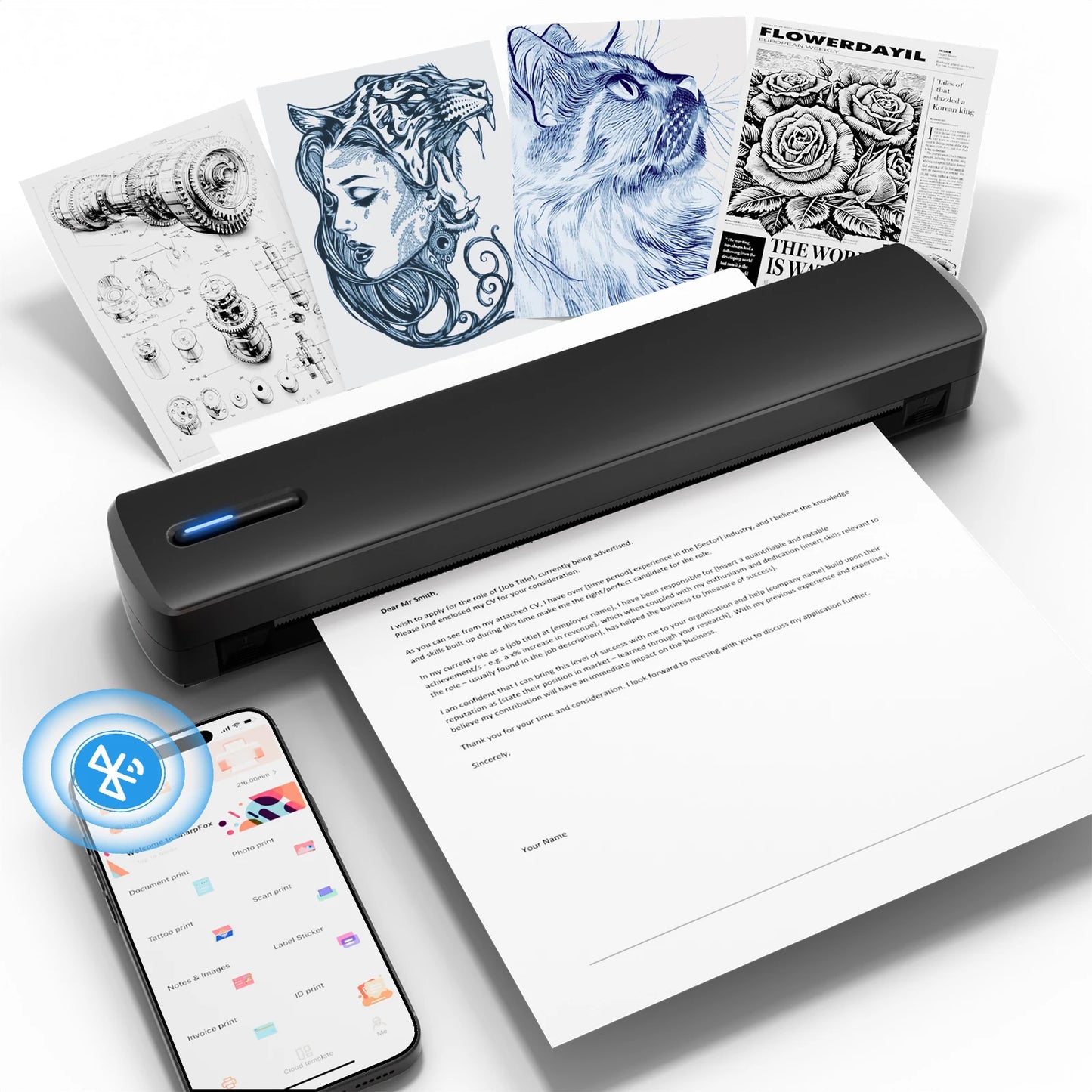Wireless A4 Thermal Printer — Inkless, Works with iPhone & Android