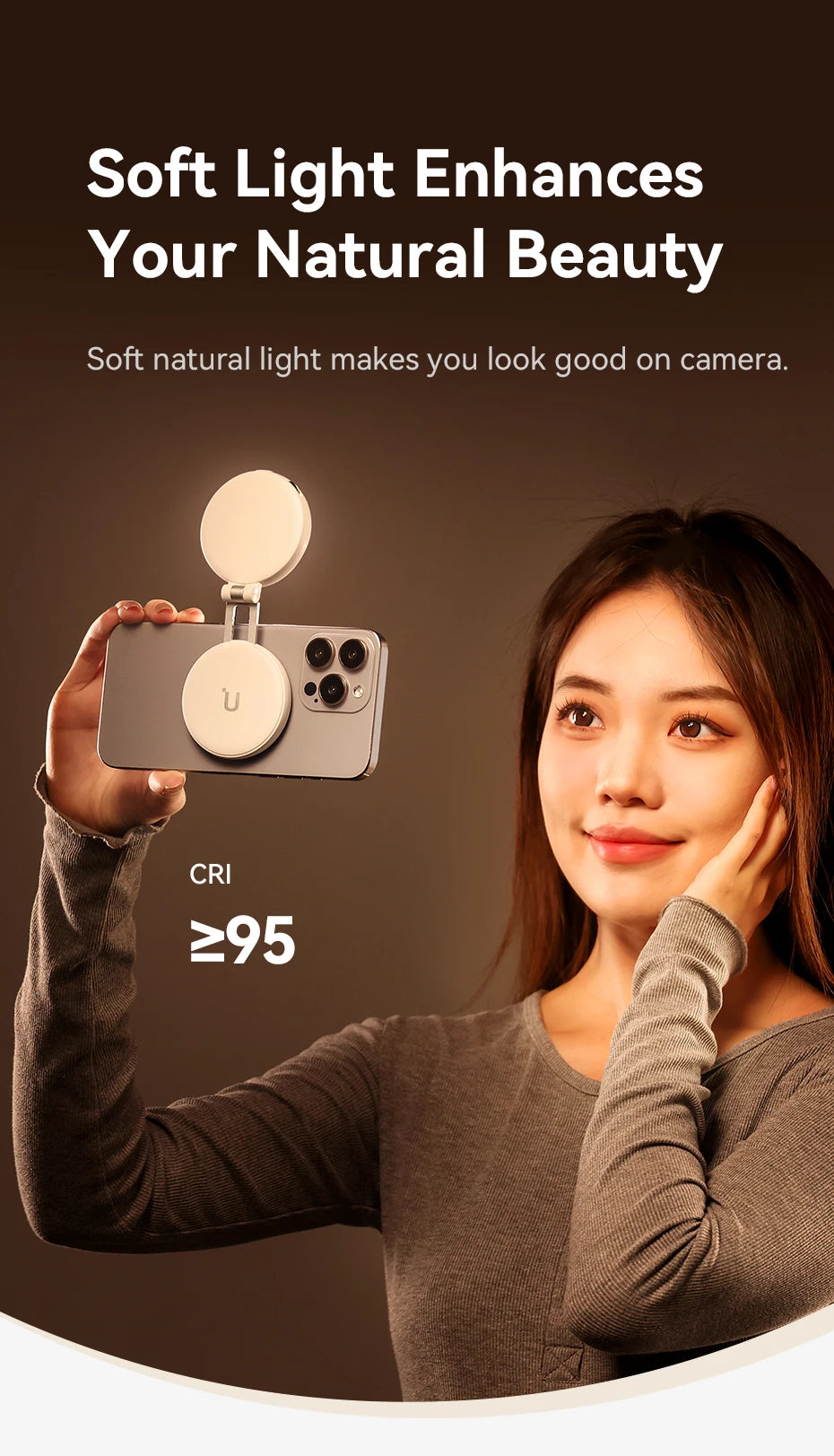 Ulanzi LM19 MagSafe Phone Fill Light — CRI 95+ Bi-Color for Vlogging