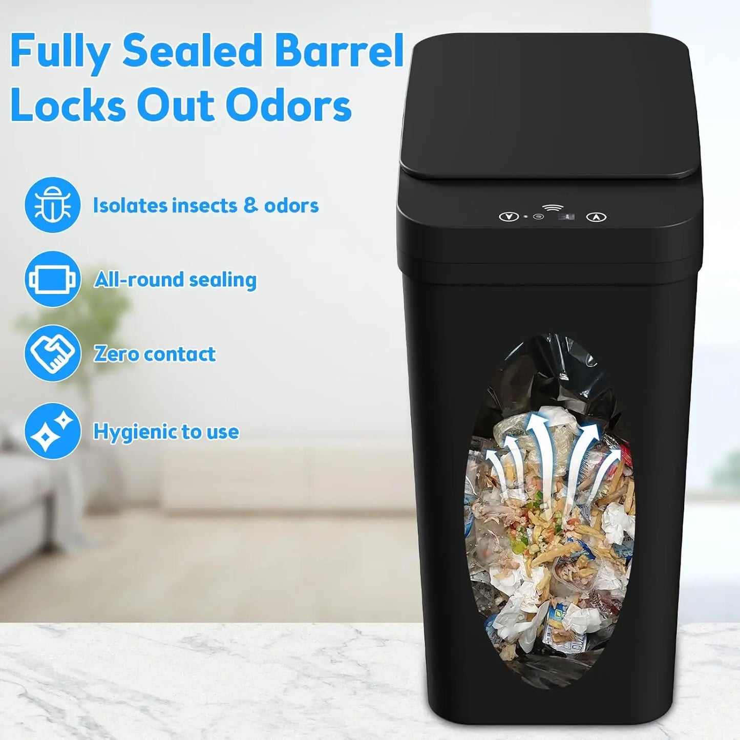 Touchless Motion Sensor Trash Can — 2.2 Gal Slim with Lid (2-Pack)