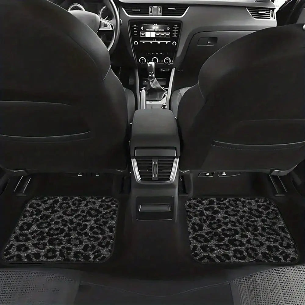 4pcs Leopard Print Car Mats