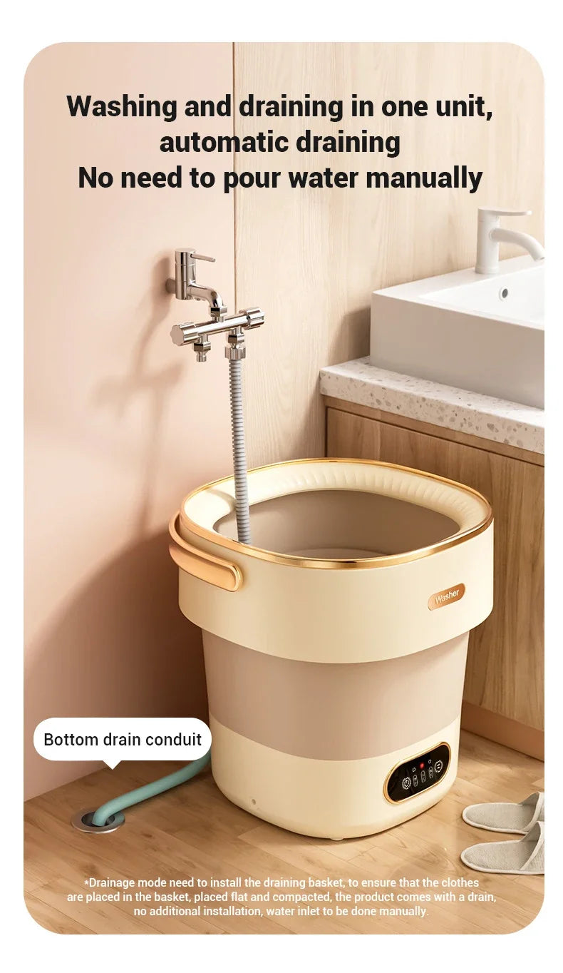 Foldable Portable Washing Machine — 13L, Spin Dryer, Compact