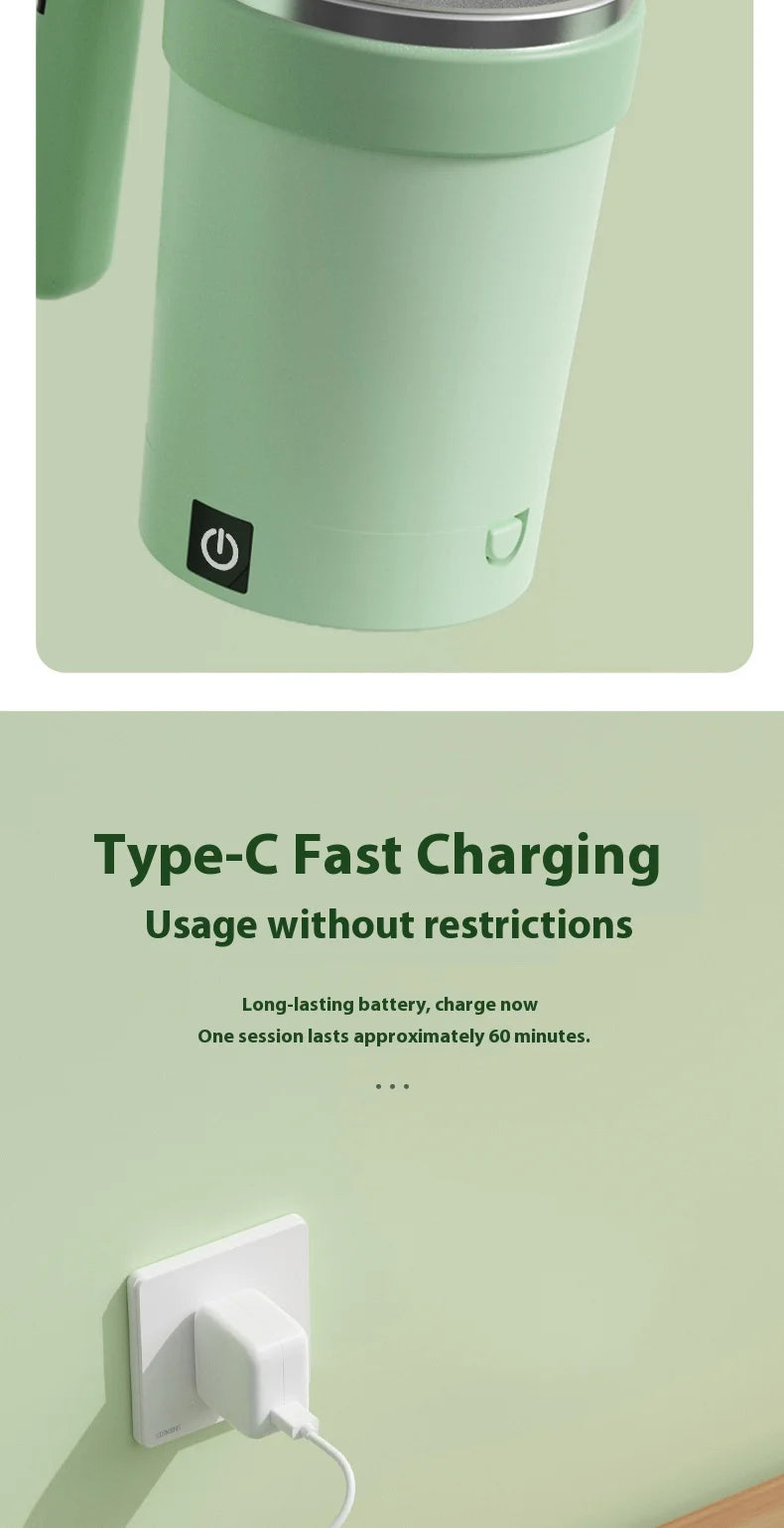 Smart Self-Stirring Coffee & Milkshake Cup — Magnetic, Temp Display