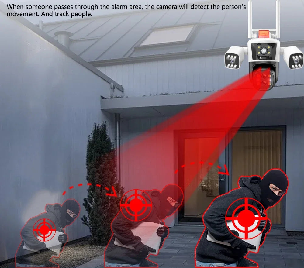 16MP 8K WiFi PTZ Outdoor Floodlight Camera — 10x Zoom, 360° Monitor