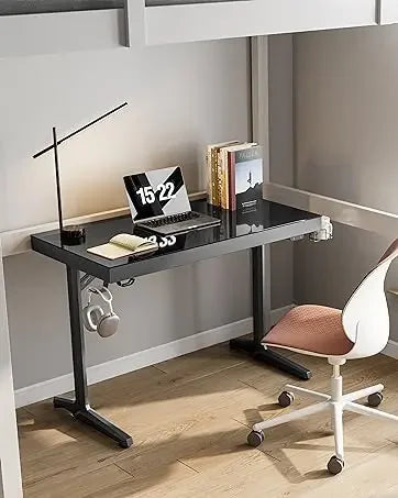 EUREKA ERGONOMIC RGB LED Gaming Desk, Music Sync Lights Up Tempered Glass Desktop, 43" GTG I43 Home Office Computer Table W Cont