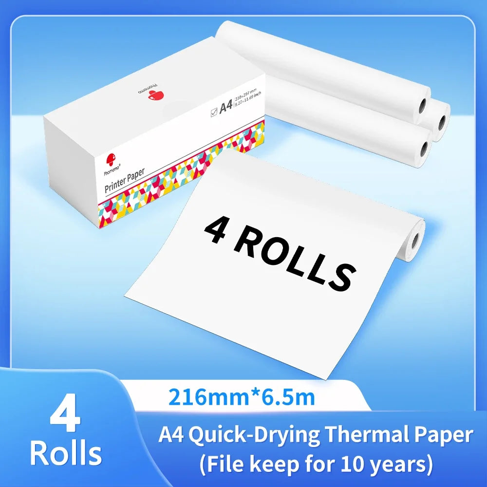 Phomemo A4 Thermal Paper Quick-Dry Continuous Printer Roll