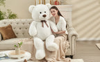 Giant Teddy Bear Stuffed Animal XXL 51.18inch, White Large Bear Plush Soft Cuddly Toy Big Size, Kawaii Birthday Presents