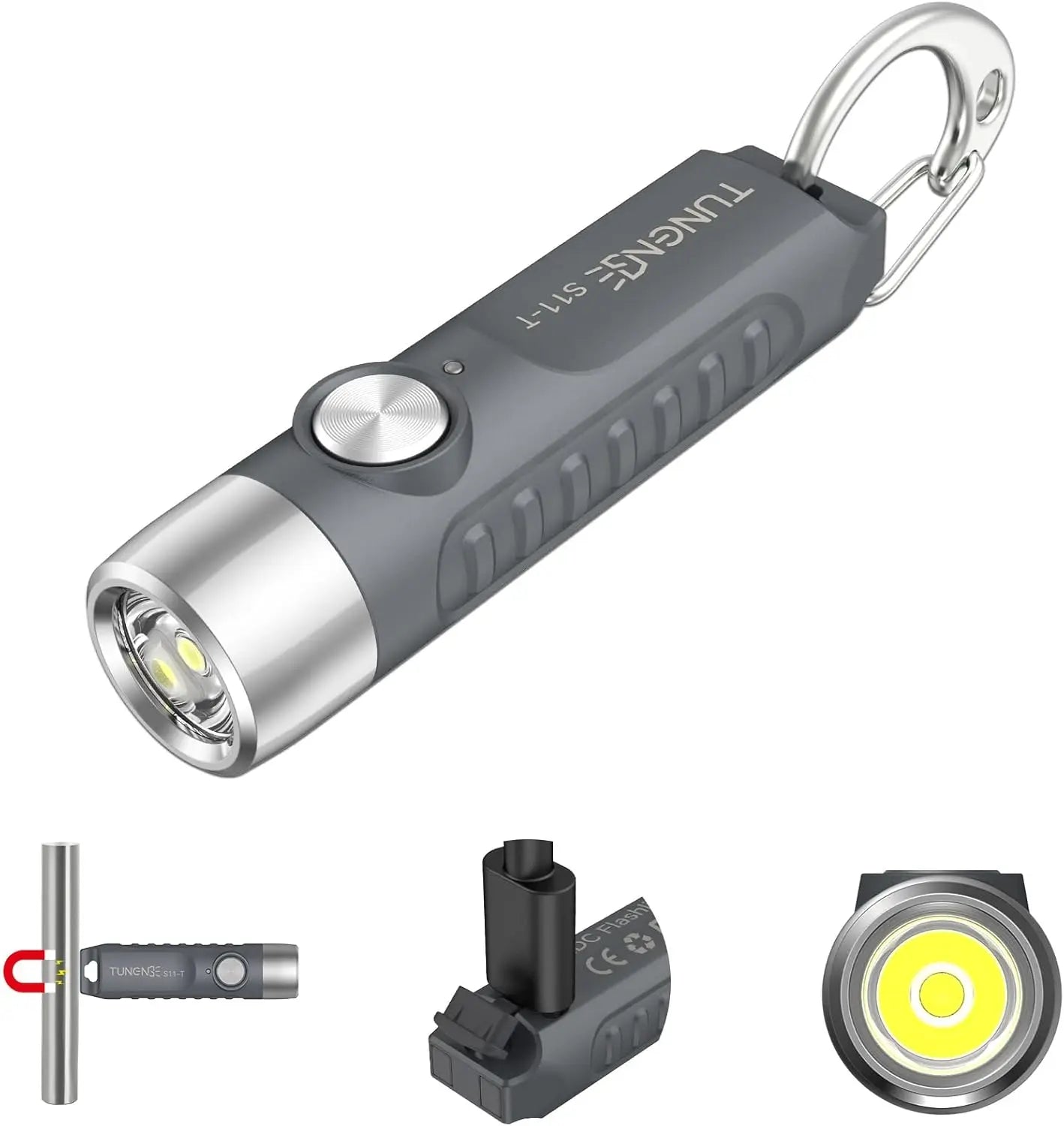 500 Lumens Rechargeable Keychain Flashlight with Magnet, USB-C Mini LED Light for Outdoor Camping Hiking EDC