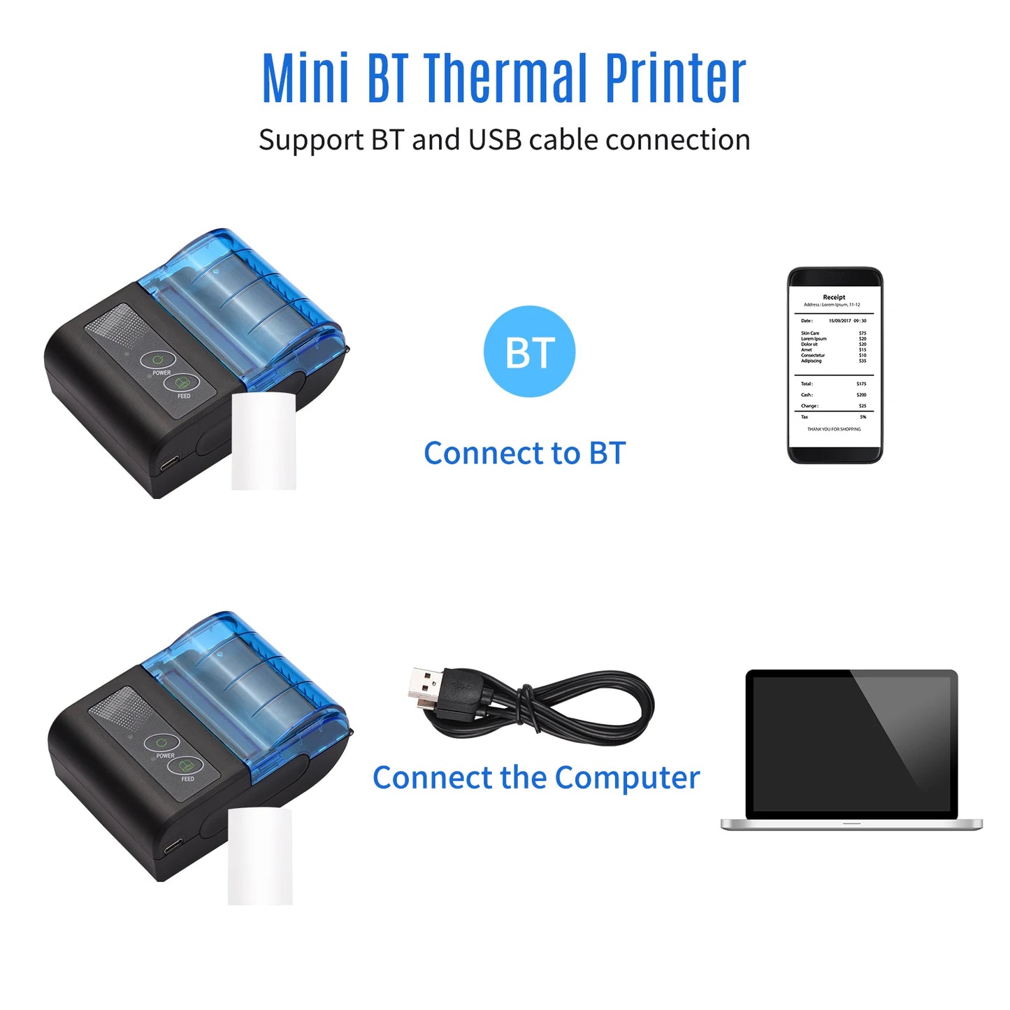 Receipt or Bill Portable Mini Thermal Printer