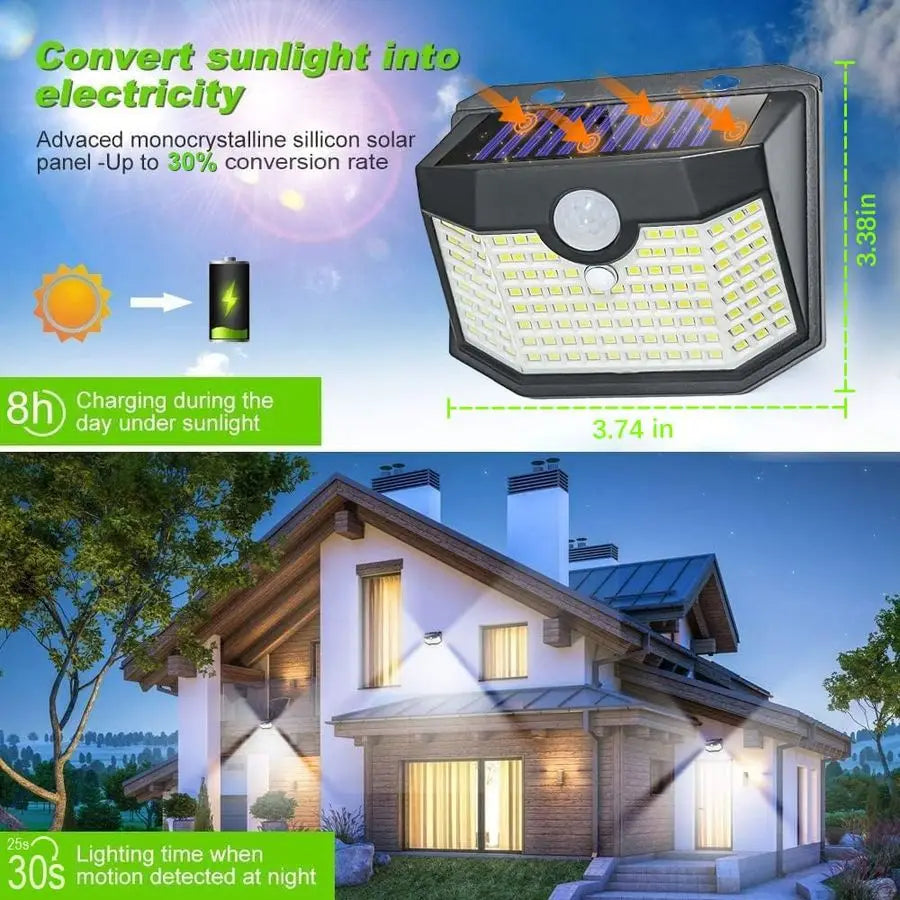 120-LED Solar Motion Sensor Lights — Waterproof, 3 Modes for Garden