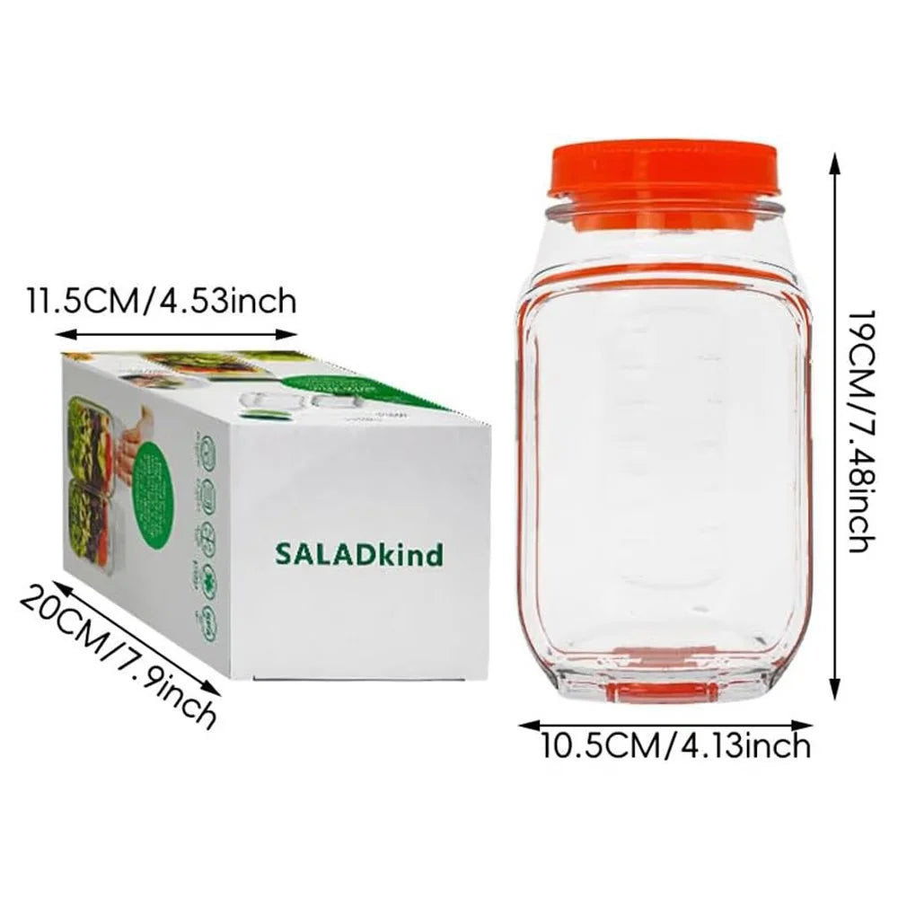 Salad Pod Mason Jar with Side Open, Portable Salad Container, Salad Jar with Dressing Cup, Suitable for Work, Outdoor, Travel