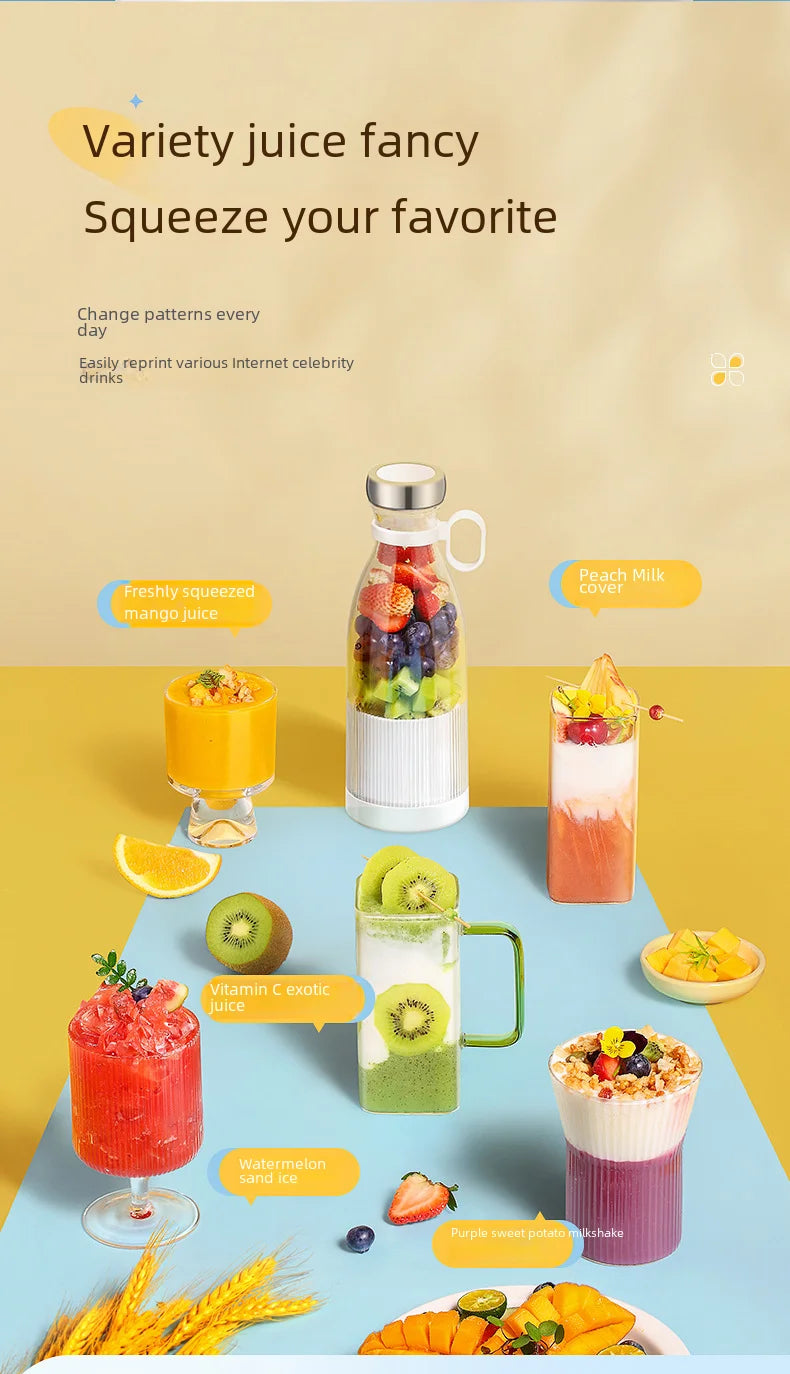New Compact Mini Rechargeable Vibrating Fruit Juicer - Efficient and Convenient Small Capacity Juice Machine - Essential Portabl