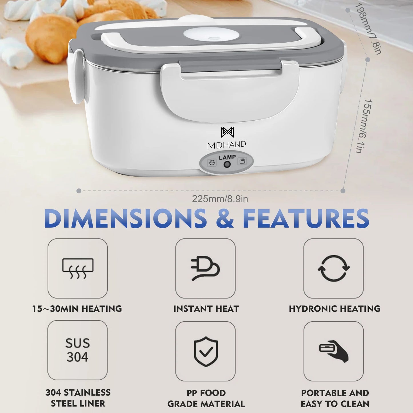 1.5L Electric Lunch Box Food Warmer — 65W Leak-Proof, Car & Home
