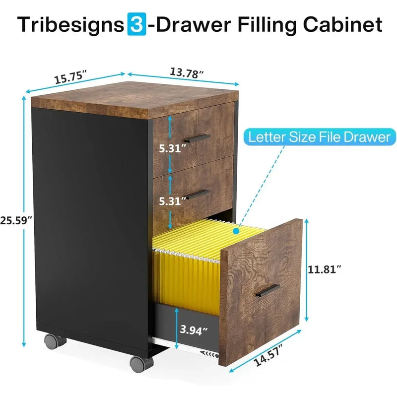 83" L-Shaped Executive Desk, Large Office Desk with 3-Drawer Mobile File Cabinet, Industrial Corner Computer Desk