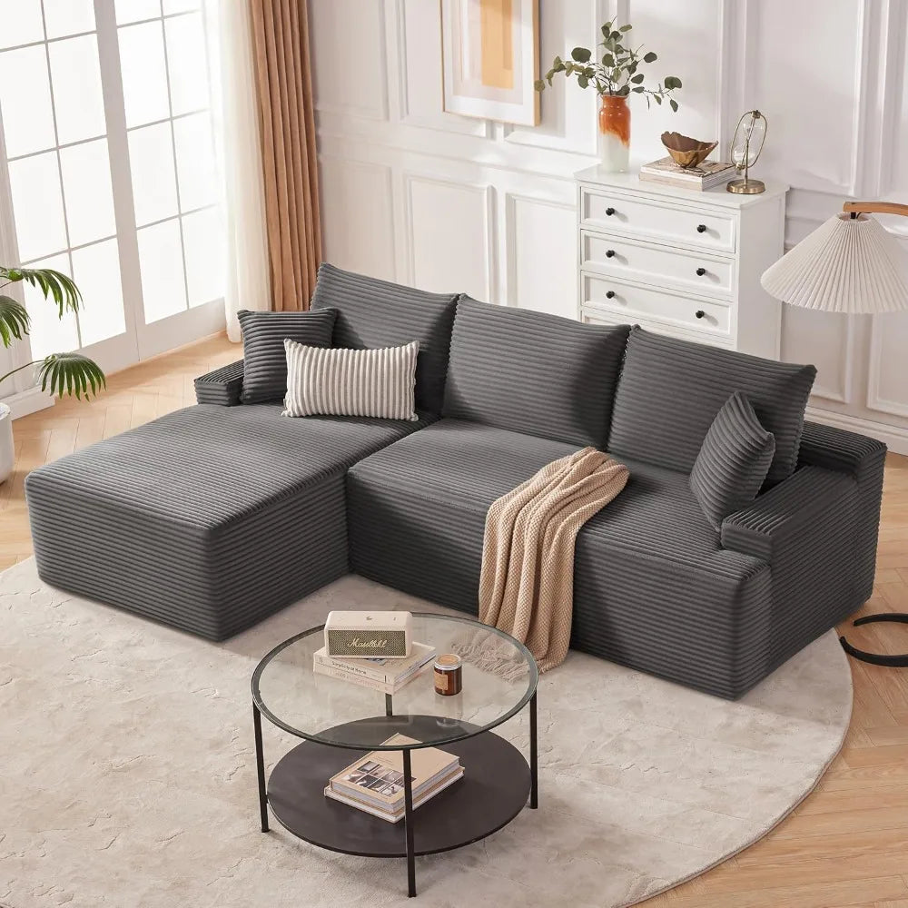 Cloud Sectional Couch, Boneless Sofa for Living Room, Modular Sectional Sofa with Deep Seat, Fluffy Comfy Couch