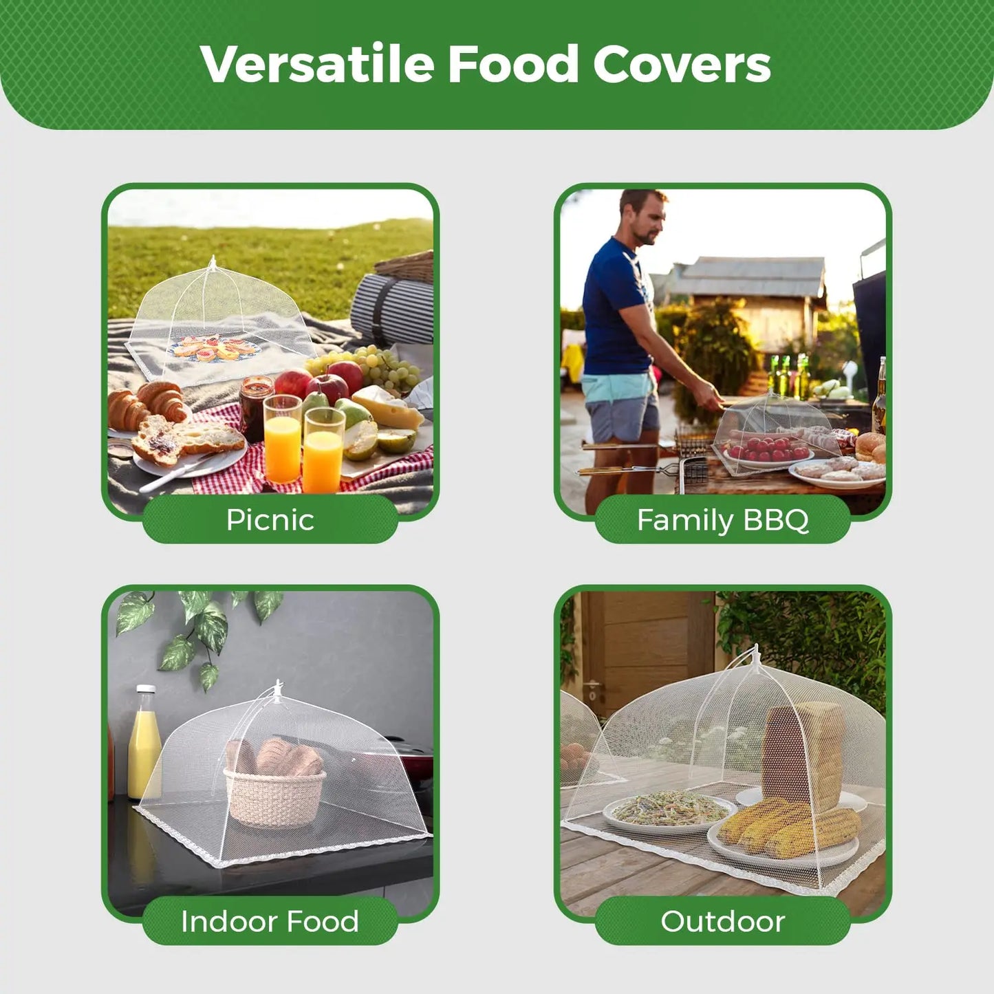 Pop-Up Mesh Food Covers - Fly Net for Picnics, 17", Pack of 3/6/12