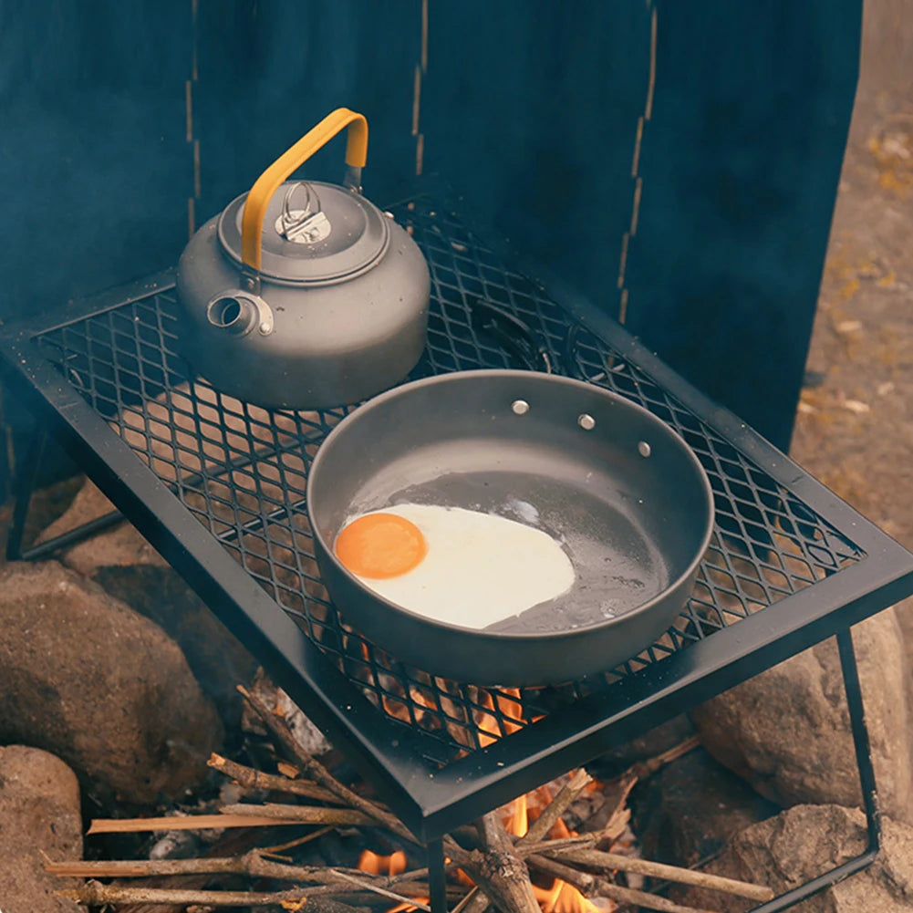 Heavy-Duty Foldable Campfire Grill Grate — Over-Fire Cooking Rack