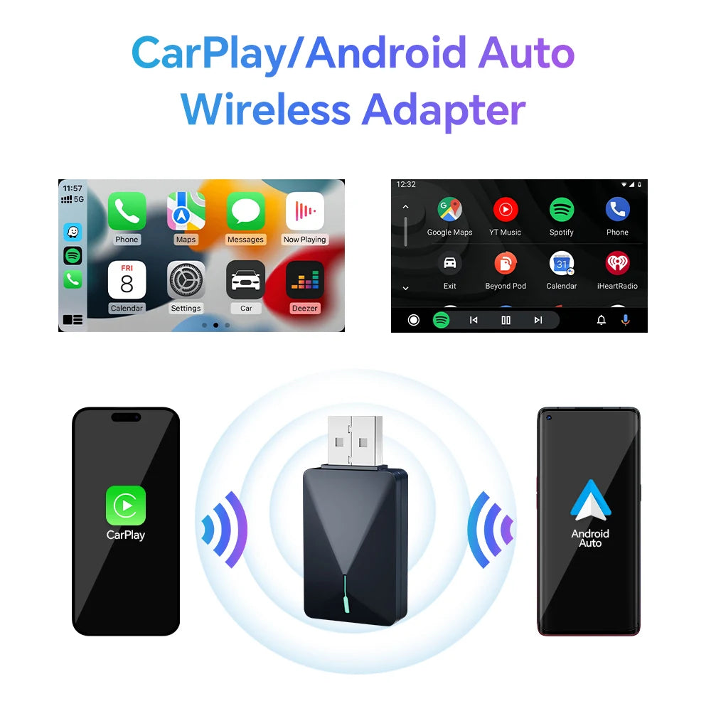 XUDA 2in1 Wireless CarPlay Dongle Wireless Android Auto Adapter AI Smart Box Car Intelligent Systems For Car With Wired CarPlay