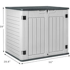 Resin Outdoor Storage Shed 34 Cu Ft Horizontal Outdoor Storage Cabinet Waterproof Patio Tools Storage Box for Pool Toys,