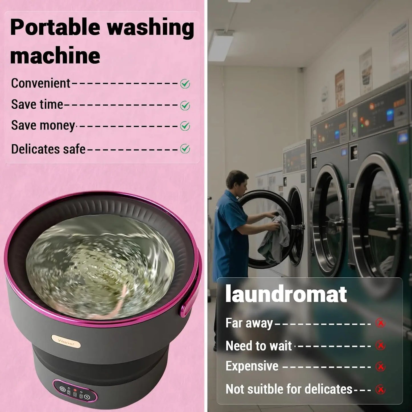 Portable Foldable Washing Machine — 13L Mini, 4 Modes & Spin