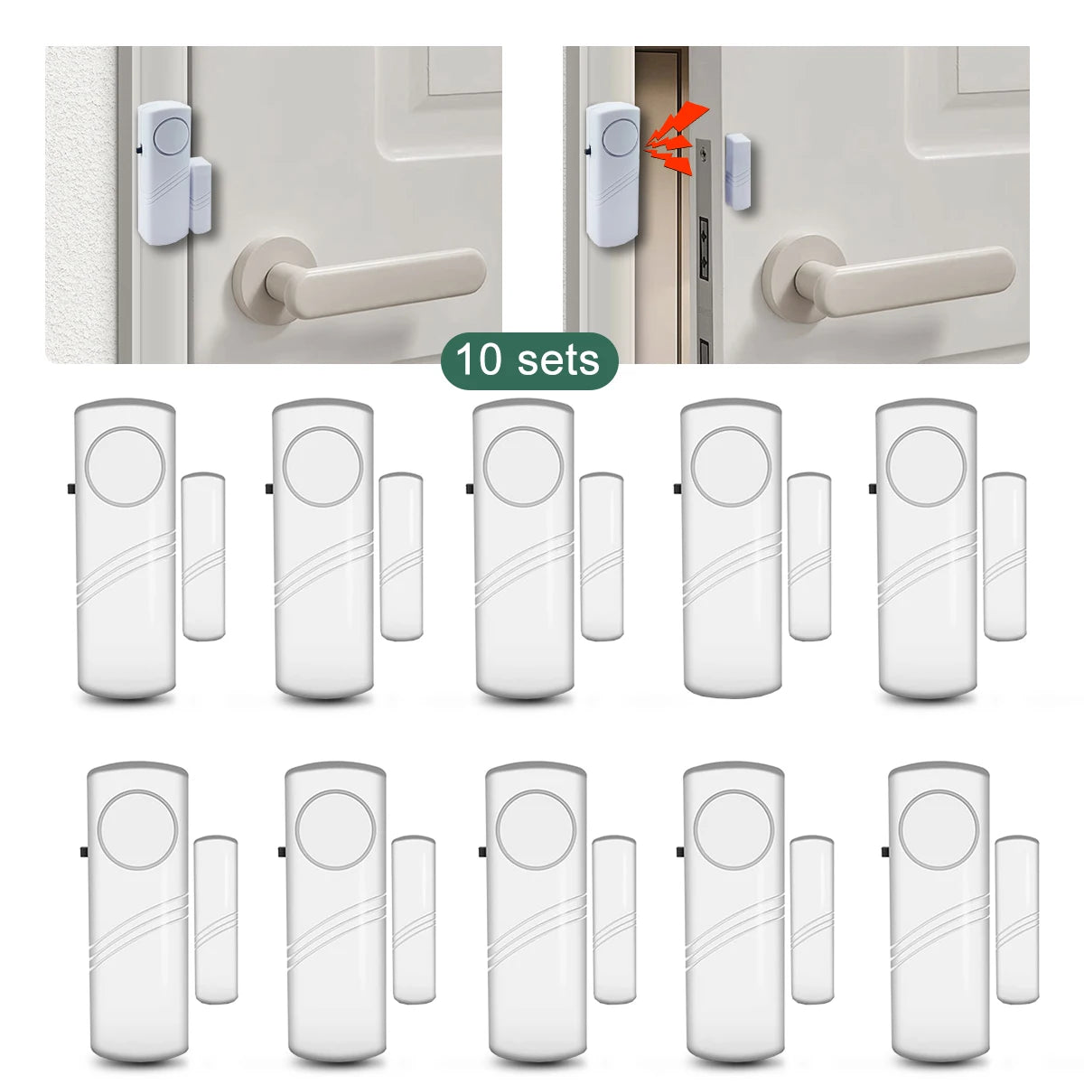 Wireless Door & Window Alarm Sensors — 95dB, Home Security Pack
