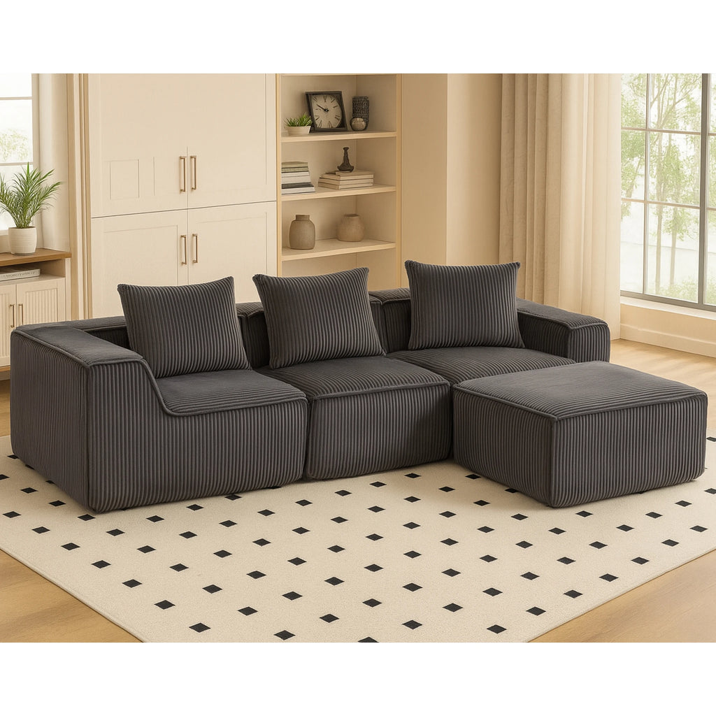 Sectional boneless Couch with L-Shape Chaise,Modern  Modular sleeper Sofa with Deep Seat, Upholstered Couches for Room