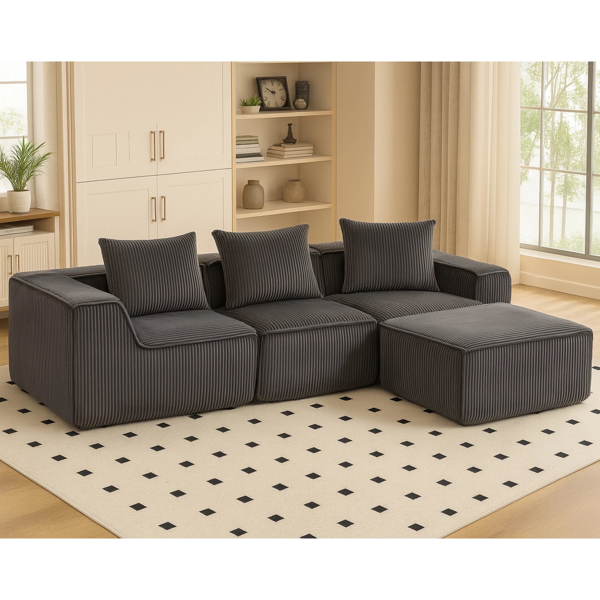 Sectional boneless Couch with L-Shape Chaise,Modern  Modular sleeper Sofa with Deep Seat, Upholstered Couches for Room