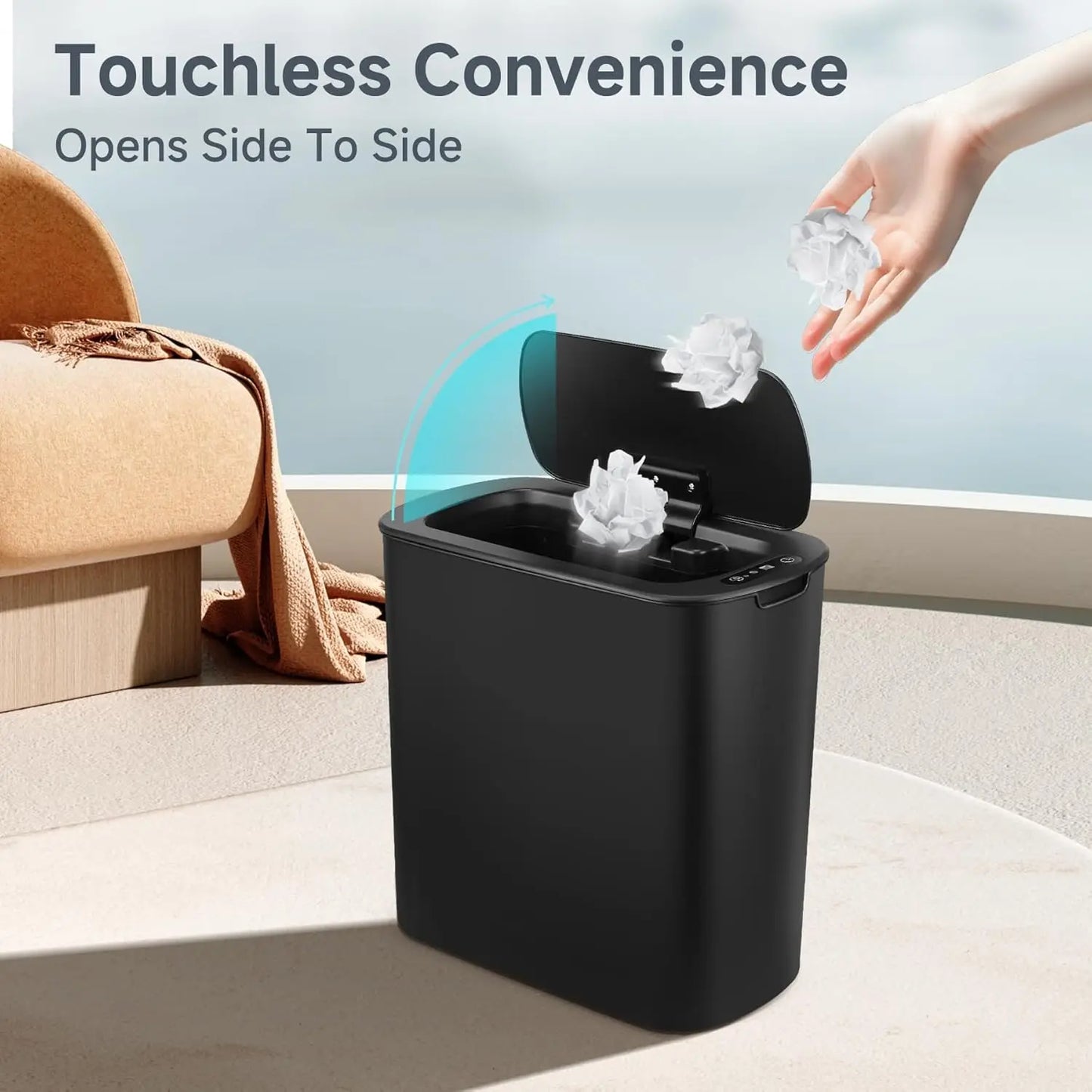 2.6-Gallon Motion Sensor Trash Can — Touchless Slim for Bath & Office