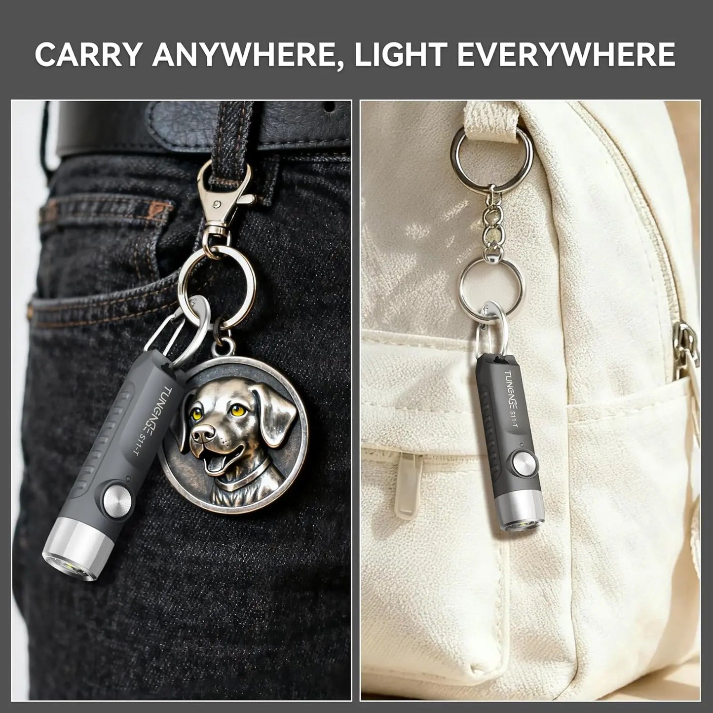 500-Lumen Keychain Flashlight with Magnet — USB-C Rechargeable EDC