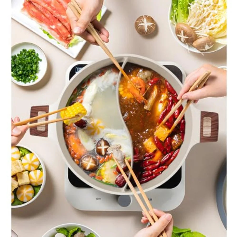 Hot Pot with Divider — 7-Qt, Glass Lid, Induction-Ready