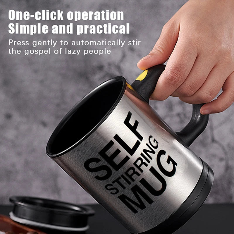 400ml Self-Stirring Mug with Lid — Stainless Steel, Gift Boxed