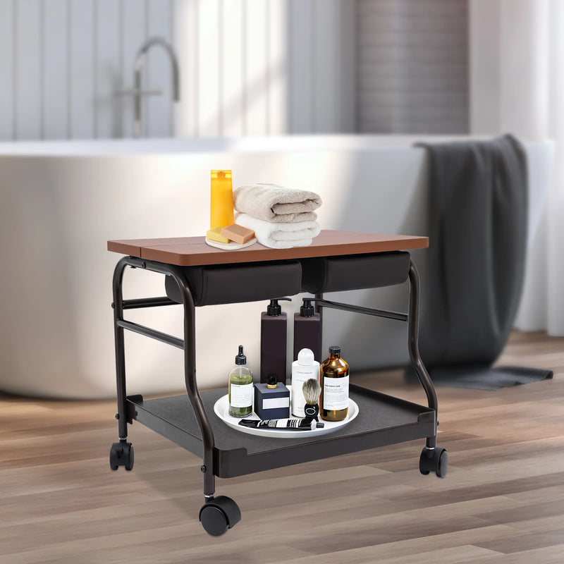 Portable Foot Bath Spa Cart Beauty Salon Nail Trolley Footrest Stand Pedicure Manicure Funiture Massage Table