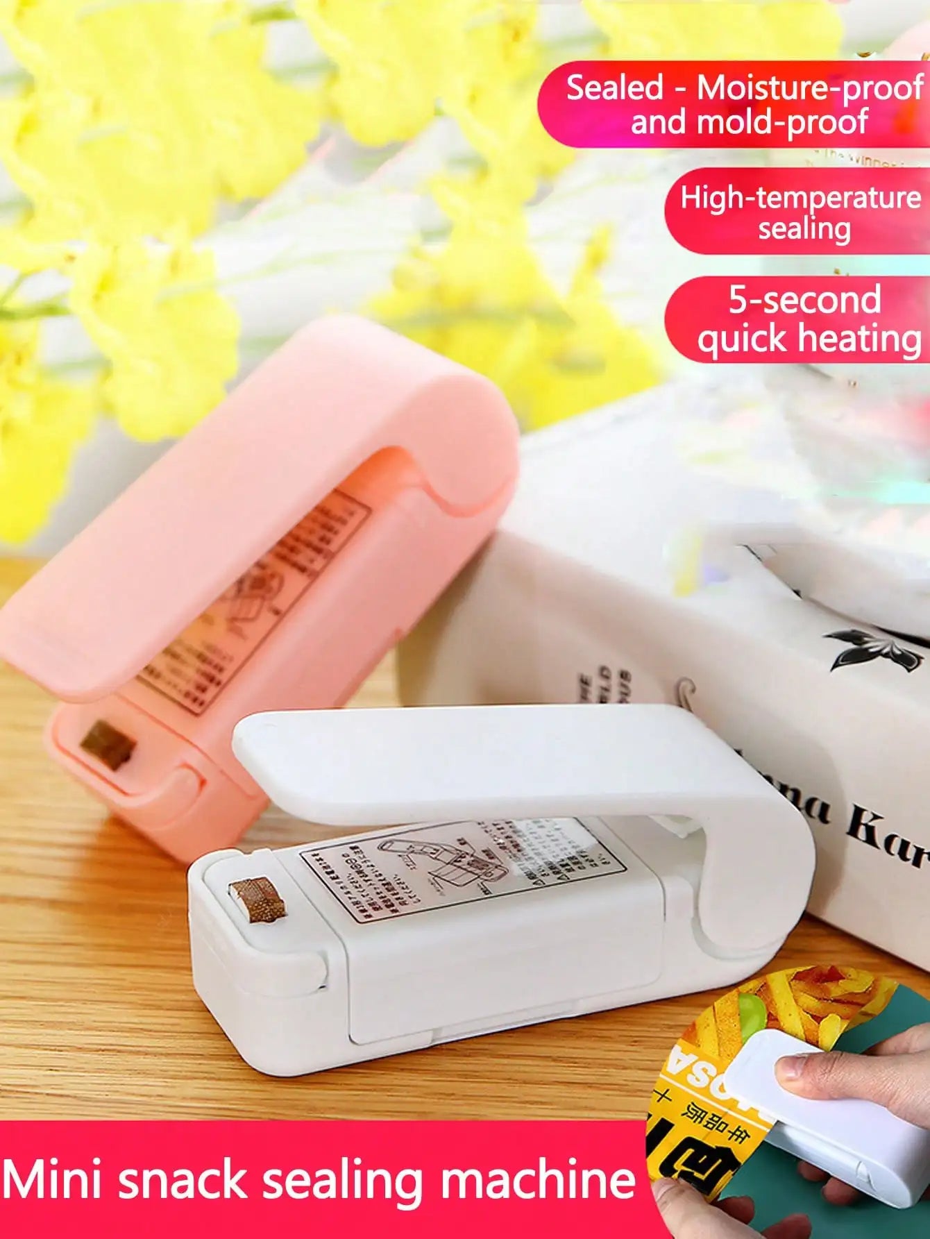 1pc Mini Food Sealer Machine, Portable Household Plastic Bag Sealing Device, Moisture-Proof & Fresh-Keeping