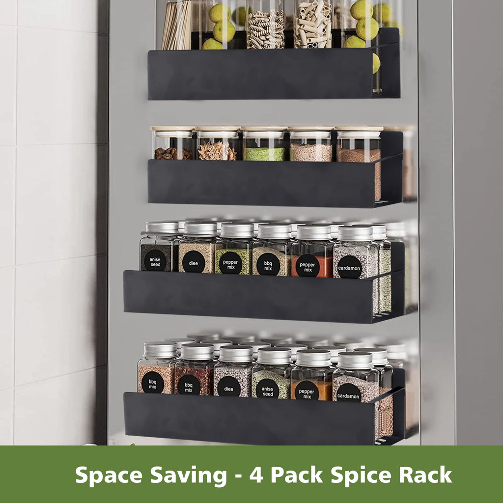 4 Pack Magnetic Spice Rack for Refrigerator Organizer