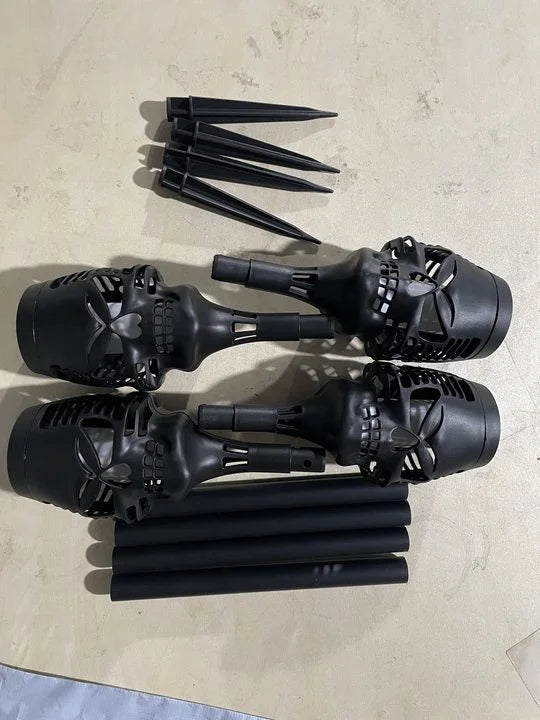 4pcs Skull-Shaped Solar-Powered Night Light Flame Torch