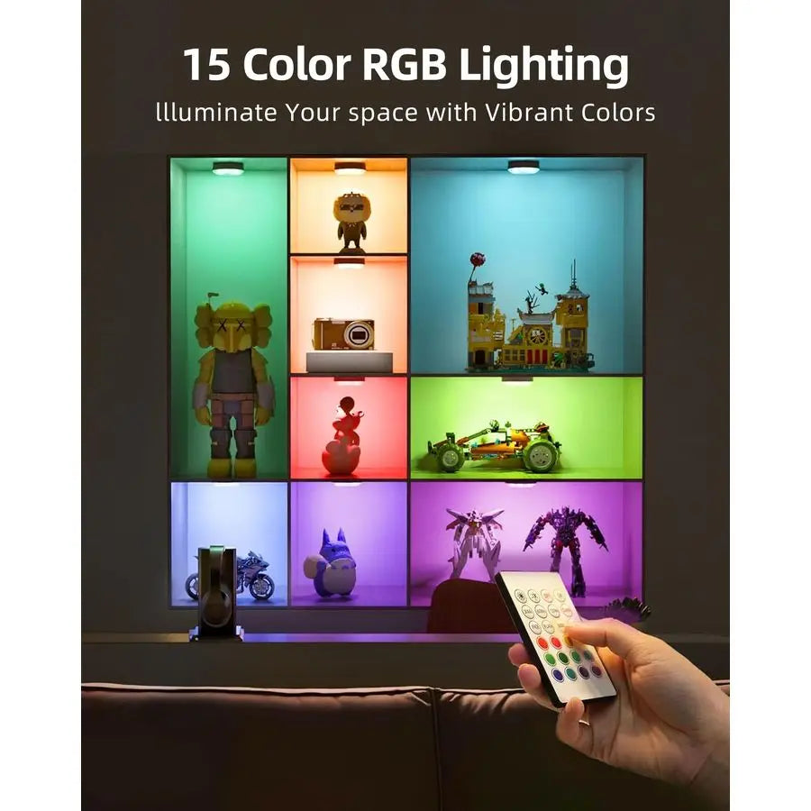 6Pack Under Cabinet Lighting, Rechargeable Motion Sensor Puck Light with Remote, 3 Color Temps amp12 RGB Colors, Magnetic Stick