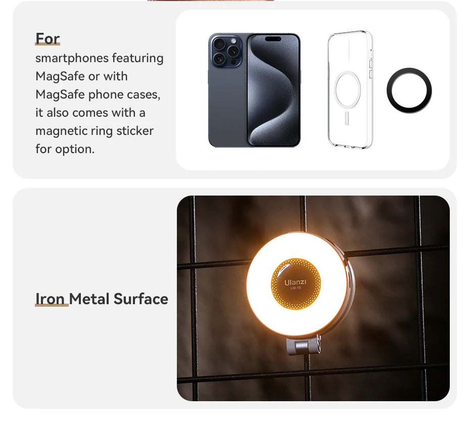 Ulanzi LM19 MagSafe Phone Fill Light — CRI 95+ Bi-Color for Vlogging