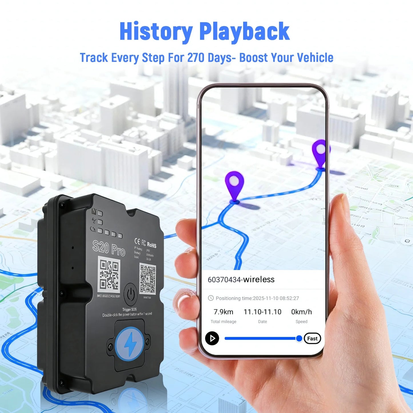 Hidden 4G GPS Tracker - Vehicle Anti-Theft Locator with Real-Time Alert