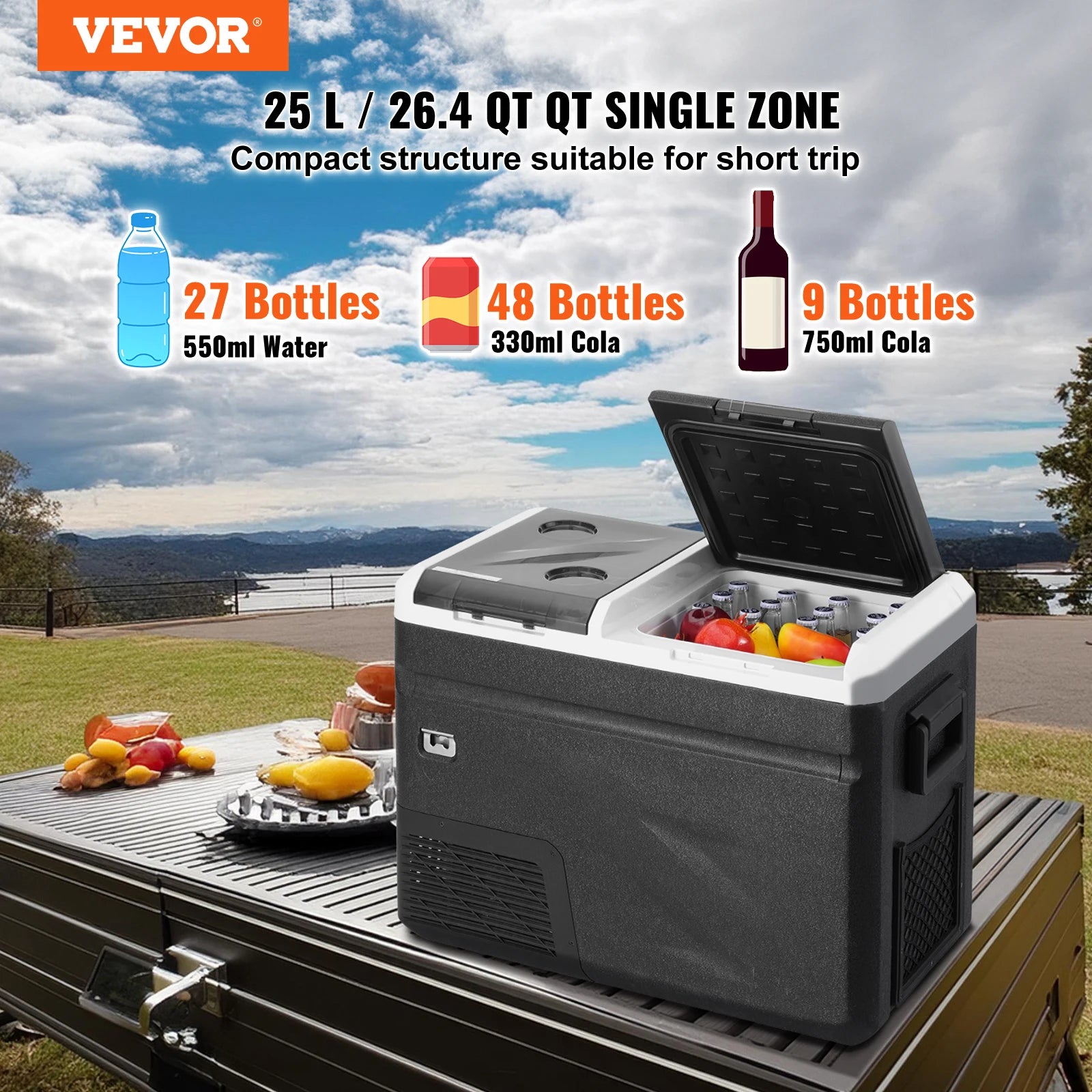 VEVOR Portable 12V Car Refrigerator Dual Zone Freezer 38QT
