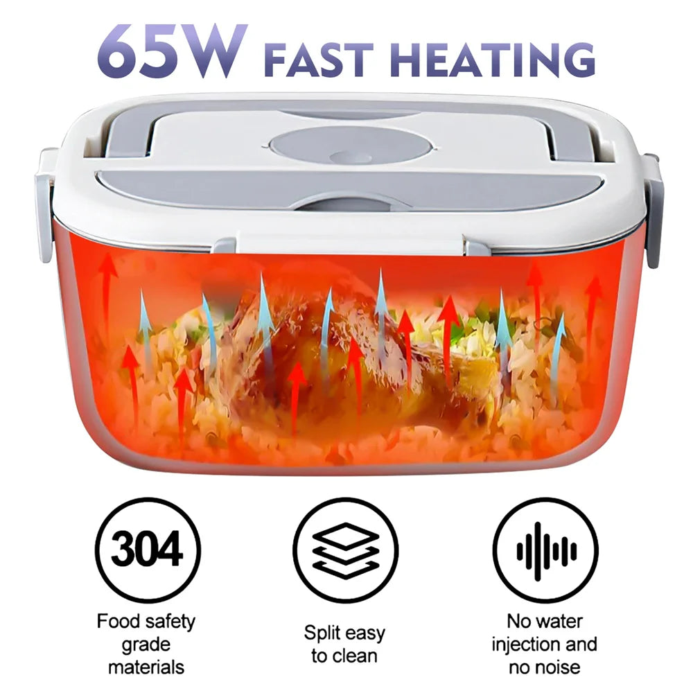 65W 1.5L Electric Lunch Box Food Warmer Portable Food Heater for Car Or Home - Leak Proof, Lunch Heating Microwave for Truckers