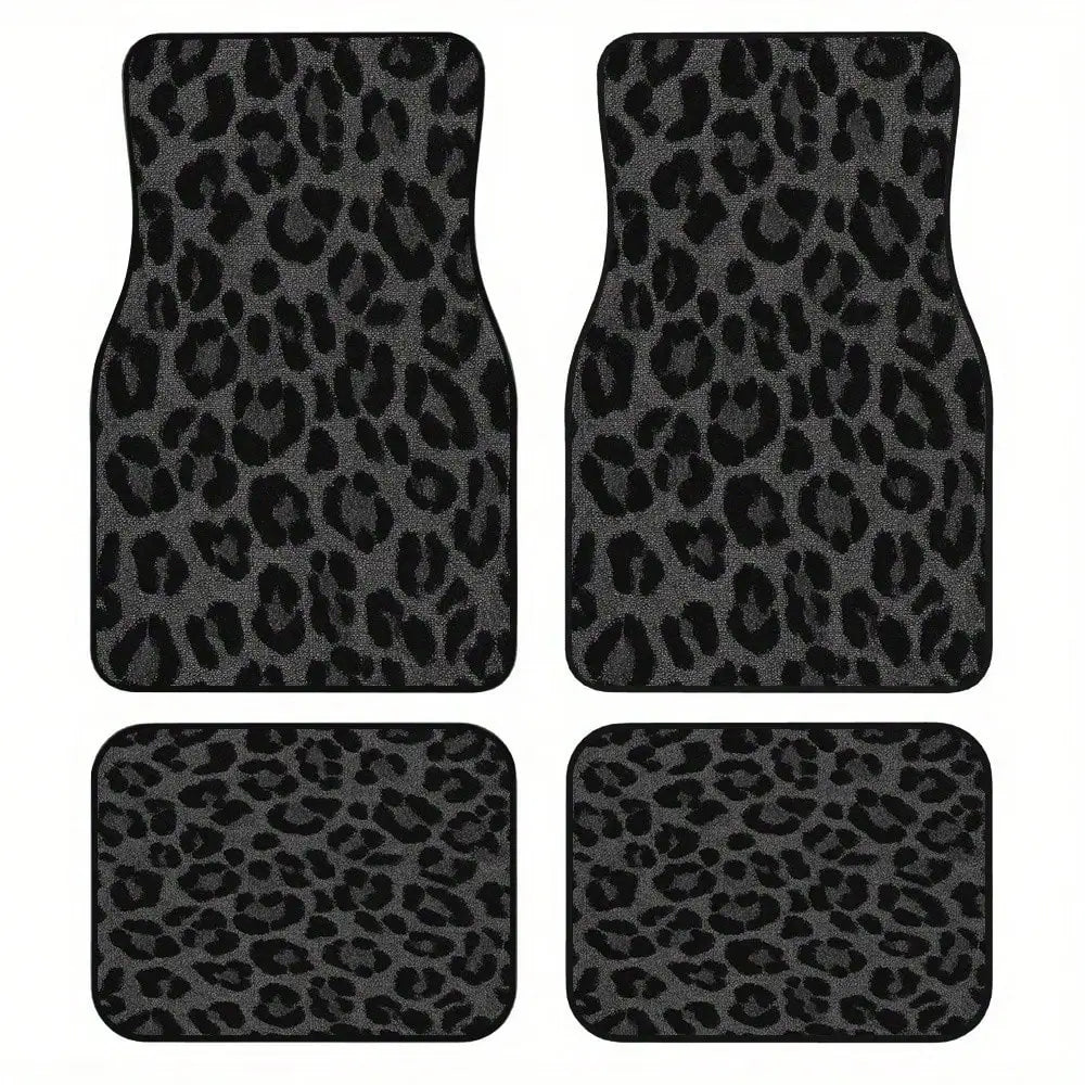 4pcs Leopard Print Car Mats