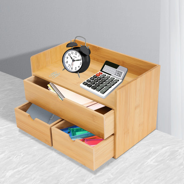 3 Drawers Bamboo Desk