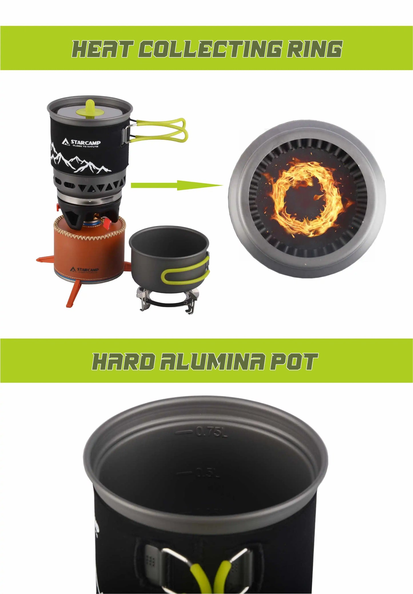 STARCAMP Jet Cooker Gas Stove — 1000ml + 500ml, Fast-Boil Camping System
