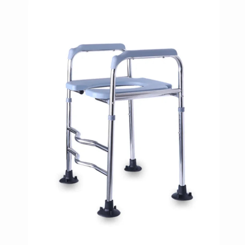 Raised Toilet Seat with Armrests — Stainless Steel Riser Frame