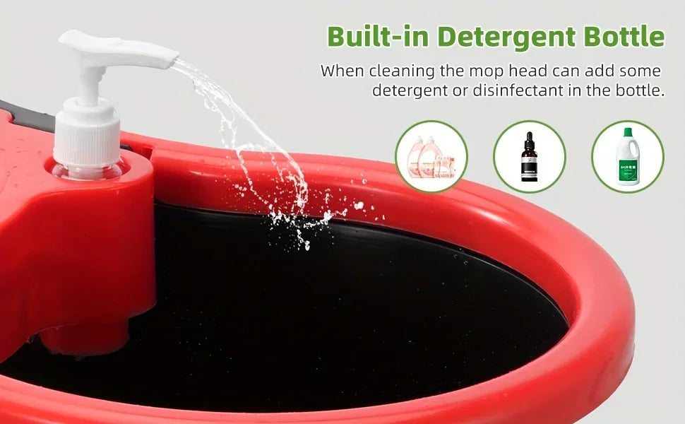 Heavy-Duty 360° Spin Mop & Bucket System — 3 Mop Heads, Steel Handle