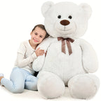 Giant Teddy Bear Stuffed Animal XXL 51.18inch, White Large Bear Plush Soft Cuddly Toy Big Size, Kawaii Birthday Presents